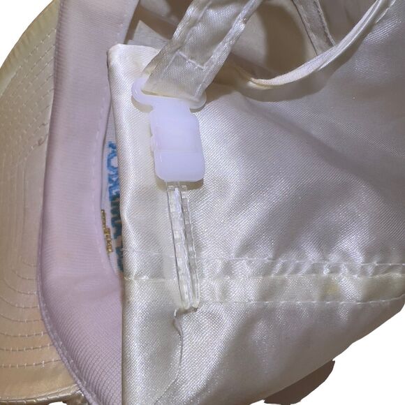 VTG The Heartbeat of America Embroidered Rope Nylon Slideback Men White Hat RARE - Picture 11 of 12